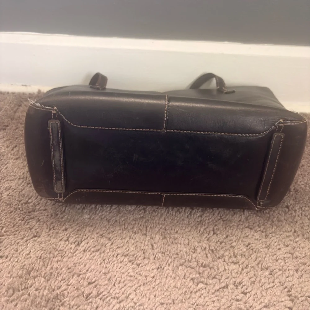 Franklin Covey Genuine Leather Tote‎ Bag Black Classic Work Bag - Picture 7 of 7